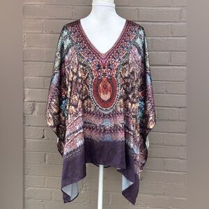 Boston Proper beaded print poncho top  S/M